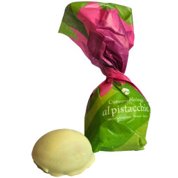 Pralina di meringa al pistacchio ripiena di bianco Cioccolate