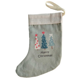 Strumpf Merry Xmas WEISS  oder GRÜN mit drei Tannenbäumen  *leer*