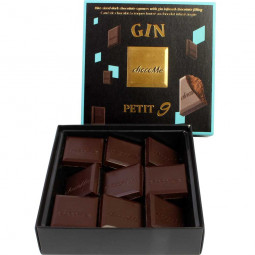 Petit 9 Gin - dark chocolate squares 66% with gin filling