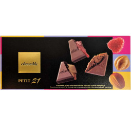 Selezione di carrées al cioccolato Petit 21 con ripieno di frutta e noci al caffè