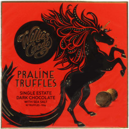 Trufas de praliné en chocolate negro con sal marina
