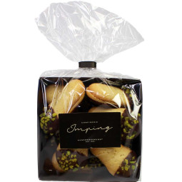 Pistazienzungen Gebäck mit Schokolade