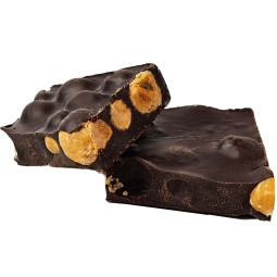 Pure chocolade 58% met hele hazelnoten uit Piemonte Pure chocolade 58% met hele hazelnoten uit Piemonte