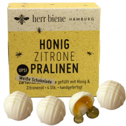 Honig Zitrone Pralinen - weiße Schokolade gefüllt mit Honig & Zitronenöl