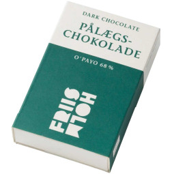 Chocolate slices as a bread topping - very thin 68% Pålægschokolade - organic 