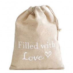 Leinensäckchen Filled with Love 21 x 17 cm