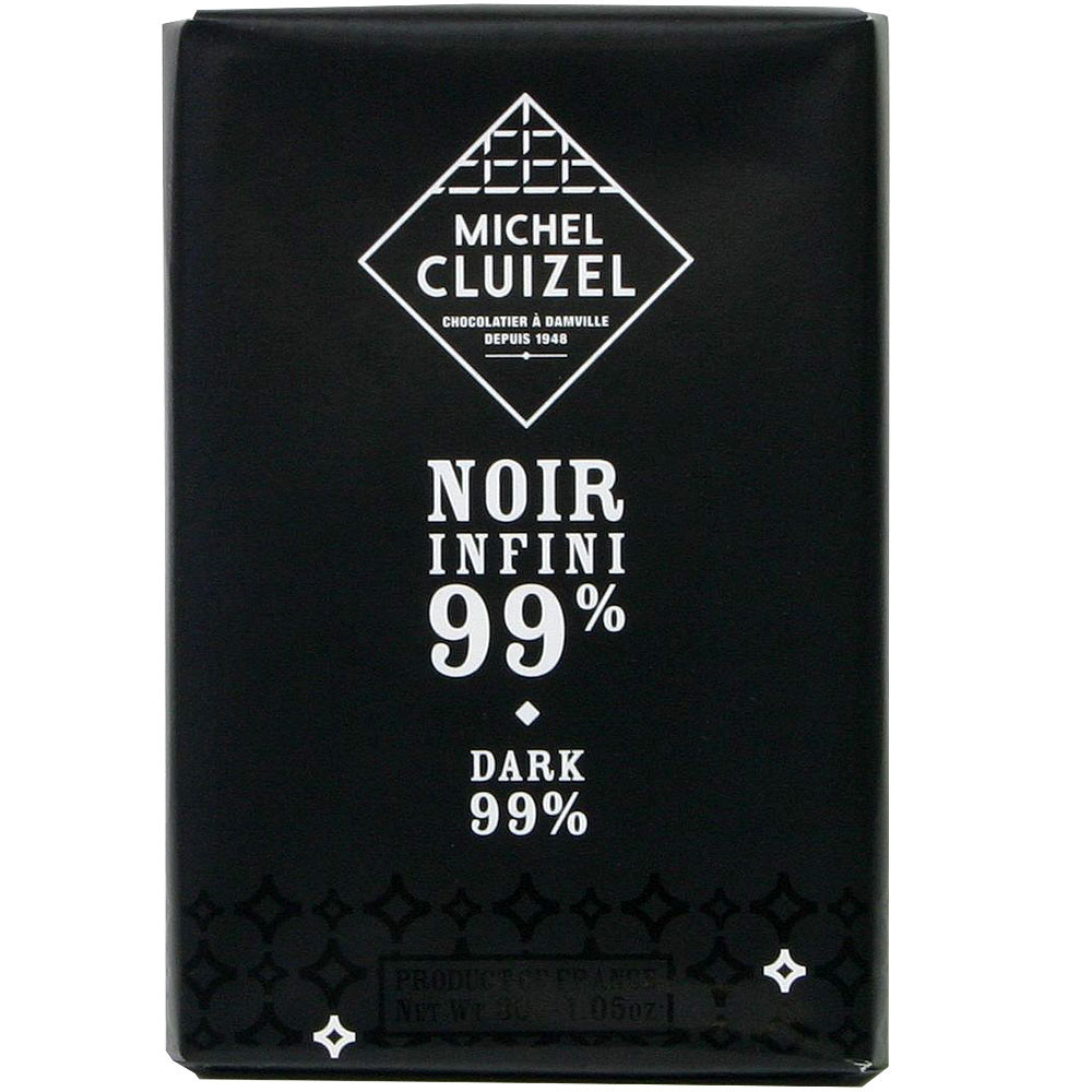 Michel Cluizel, Frankreich, Sojalecithinfrei, Bitterschokolade, 99% chocolat noir dark chocolate France                                                                                                  - Barras de chocolate, chocolate sin soja, sin lecitina, sin sabores artificiales / aditivos, vegan-amigable, Francia, chocolate francés, Chocolate con azúcar - Chocolats-De-Luxe