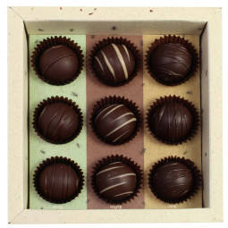 Honig Pralinen Selektion 3 x 3 mit Minze, Kaffee, Nuss in Zartbitterschokolade