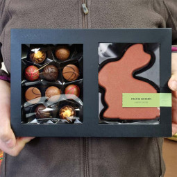 Ostergeschenk Hase & Schokoladen Pralinés - fruchtig Ostergeschenk Hase & Schokoladen Pralinés - fruchtig